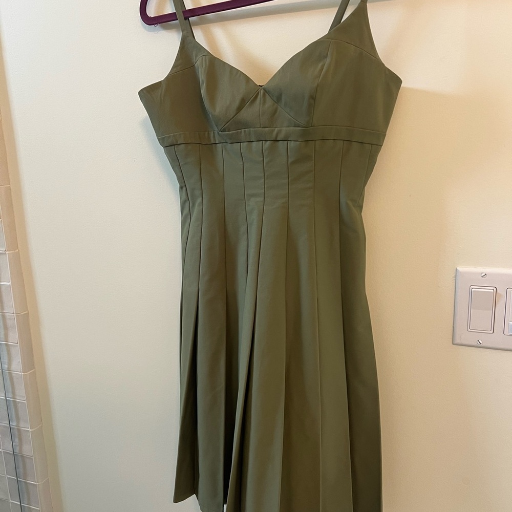 Marc Jacob’s Heaven Structured Olive Green Pleated Dress